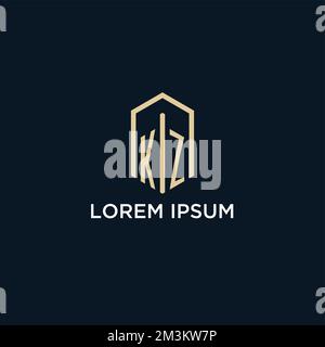 KZ logo monogramme initial avec style de forme hexagonale, logo immobilier design idées inspiration vecteur Illustration de Vecteur