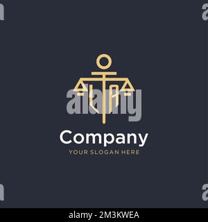 LE logo de monogramme initial avec des idées de conception de style de balance et de pilier Illustration de Vecteur