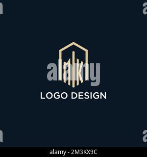 MK logo monogramme initial avec style de forme hexagonale, logo immobilier design idées inspiration vecteur Illustration de Vecteur