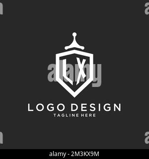Logo LX monogramme initial avec idées de conception de la forme de protection Illustration de Vecteur