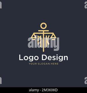 MK logo monogramme initial avec des idées de conception de style échelle et pilier Illustration de Vecteur