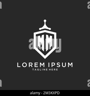 LOGO MM monogramme initial avec conception de la forme de protection Illustration de Vecteur