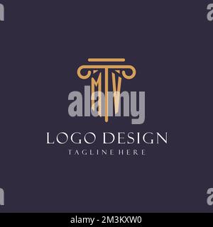 MV monogramme initiales conception pour cabinet d'avocats, avocat, cabinet d'avocats avec des idées de style pilier Illustration de Vecteur
