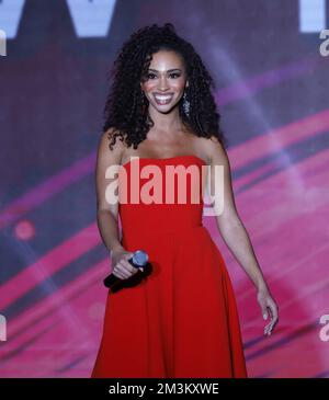 Uncasville, États-Unis. 14th décembre 2022. Miss New York Taryn Delanie Smith se produit dans le segment des talents avant de devenir la deuxième à Miss Wisconsin 2022 Grace Stanke, qui a remporté la nouvelle Miss America 2023 lors du concours annuel Miss America 101st au Mohegan Sun à Uncasville, Connecticut, jeudi, 15 décembre 2022. Photo de John Angelillo/UPI crédit: UPI/Alay Live News Banque D'Images