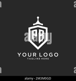 Logo PB monogramme initial avec idées de conception de la forme de la protection Illustration de Vecteur