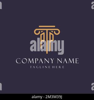 PP monogramme initiales design pour cabinet d'avocats, avocat, cabinet d'avocats avec des idées de style pilier Illustration de Vecteur
