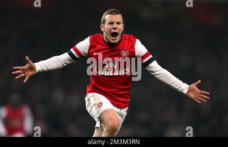 Photo du dossier datée du 16-01-2013 de Jack Wilshere d'Arsenal. L'ancien milieu de terrain d'Arsenal et d'Angleterre, Jack Wilshere, a annoncé sa retraite à l'âge de 30 ans. Date de publication : vendredi 16 décembre 2022. Banque D'Images