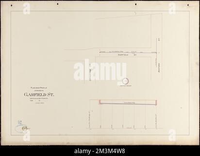 Plan et profil de l'égout de la rue Garfield , Égouts, rues. Lawrence Banque D'Images