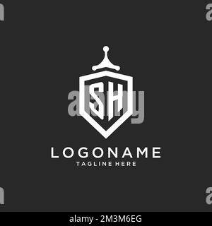 SH monogramme logo initial avec des idées de conception de la forme de protection Illustration de Vecteur