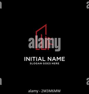 Monogramme initial de UF avec des idées de conception de logo de bâtiment Illustration de Vecteur