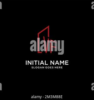 VF premier monogramme avec des idées de conception de logo de bâtiment Illustration de Vecteur