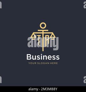 Tr logo monogramme initial avec des idées de conception de style balance et pilier Illustration de Vecteur