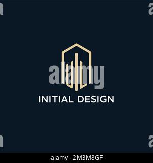 Logo monogramme initial UL avec style de forme hexagonale, logo immobilier design idées inspiration vecteur Illustration de Vecteur