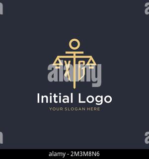 Logo initial du monogramme XG avec des idées de conception de style balance et pilier Illustration de Vecteur