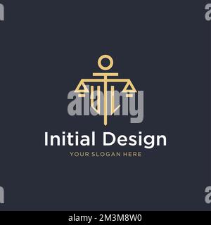 Logo monogramme initial UL avec des idées de conception de type échelle et pilier Illustration de Vecteur