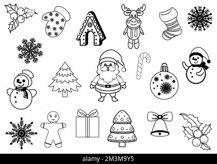 La clipart de Noël. Illustration JPEG pour les autocollants, la création de motifs, le papier peint, le papier d'emballage, les cartes postales. Banque D'Images