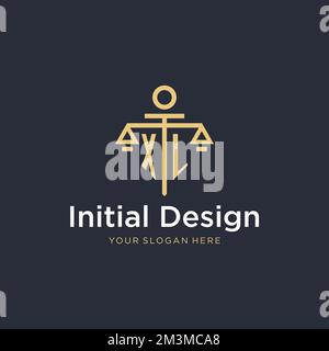 Logo monogramme initial XL avec design de style balance et pilier Illustration de Vecteur
