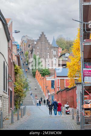 Liège. Wallonie - Belgique 31-10-2021. Ascension d'escalier de Liège - de 374 marches. Montagne de Bueren construite en 1880 Banque D'Images