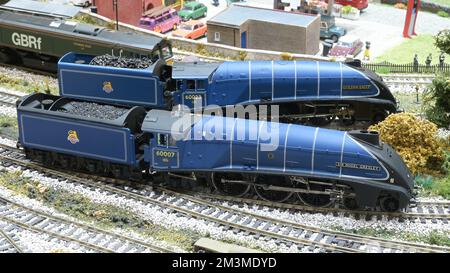 Modèles de A4 locomotives Sir Nigel Gresley et Golden Eagle. Banque D'Images