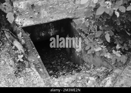 Photo en noir et blanc, photo monochrome d'une grotte souterraine sur la côte de Pangandaran - Indonésie Banque D'Images