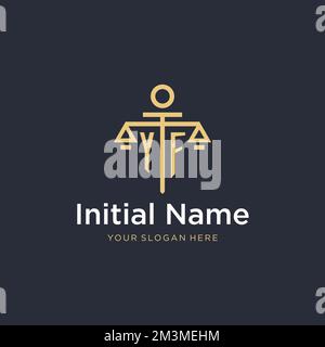 Logo de monogramme initial YF avec des idées de conception de style de balance et de pilier Illustration de Vecteur