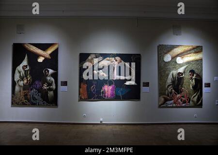 Non exclusif: KIEV, UKRAINE - 15 DÉCEMBRE 2022 - exposition du projet expérimental 'Škovoroda. Sur la frontière des mondes dédié à la 300th Banque D'Images