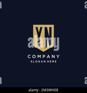 YN monogramme initiales logo design avec modèle d'icône de bouclier Illustration de Vecteur
