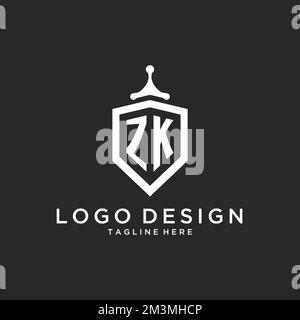 Logo ZK monogramme initial avec conception de la forme de protection Illustration de Vecteur
