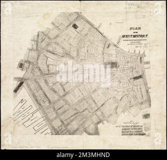 Plan du quartier brûlé : montrant les améliorations proposées dans les rues. 12th 1872 novembre , Grand incendie, Boston, Massachusetts, 1872, Cartes, Boston Mass., cartes Norman B. Leventhal Map Center Collection Banque D'Images