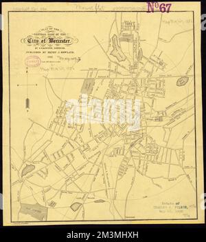 Plan de la partie centrale de la ville de Worcester , Worcester Mass., cartes Norman B. Leventhal Map Center Collection Banque D'Images