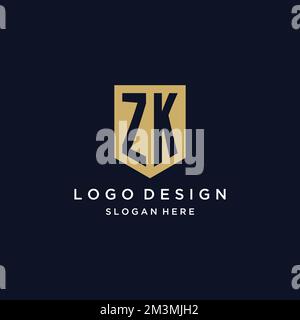 ZK monogramme initiales logo design avec modèle d'icône de bouclier Illustration de Vecteur