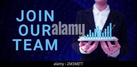 Écrire afficher du texte Joignez-vous à notre équipe. Business idée Allied Associate travailler avec nous nouvel employé embauché enlist Banque D'Images