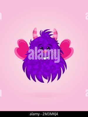 Illustration vectorielle avec mignon monstre avec ailes. Illustration de Vecteur