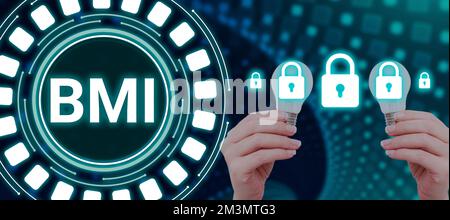 Texte d'écriture BMI. Approche commerciale méthode d'estimation des niveaux de graisse corporelle en fonction du poids et de la taille Banque D'Images
