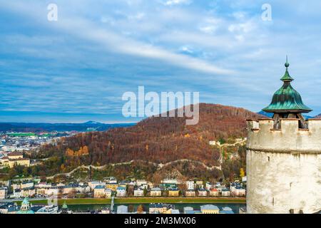 Vue aérienne de la campagne autour de Salzbourg, Autriche Banque D'Images