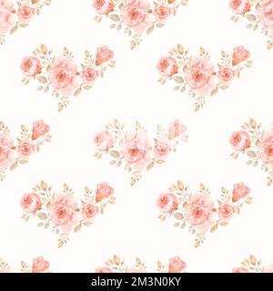 Motif bouquets de fleurs aquarelle sans couture. Superbe motif pour un design élégant. Imprimé tendance. Bouquet de roses et pivoines sans coutures. Peinture aquarelle Banque D'Images