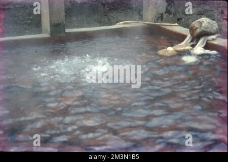 Sources d'eau chaude : source d'eau sulfurique dans un environnement pittoresque, populaire pour la baignade et les avantages thérapeutiques. Banque D'Images