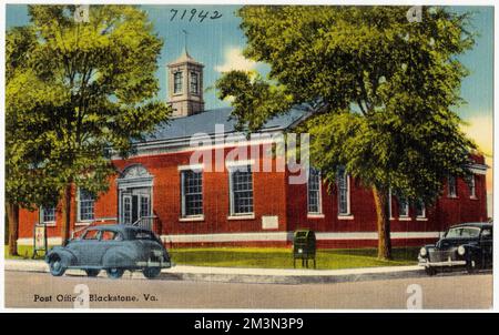 Bureau de poste, Blackstone, Virginie , Bureaux de poste, Collection des frères Tichnor, cartes postales des États-Unis Banque D'Images