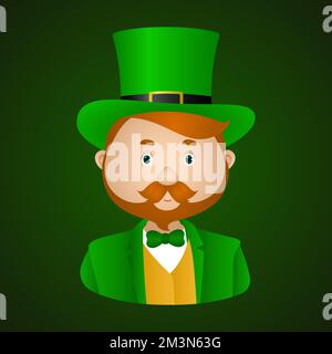 Homme dans un chapeau de lepretchun vert. Illustration vectorielle. Illustration de Vecteur