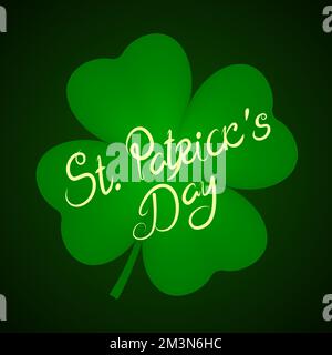 Trèfle à quatre feuilles avec inscription DE JOUR ST PATRICKS. Vecteur. Illustration de Vecteur