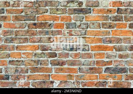 Mur de briques. Plein format, motif, texture ou arrière-plan sans couture (à répétition tiléable), avec de vieilles briques britanniques Banque D'Images