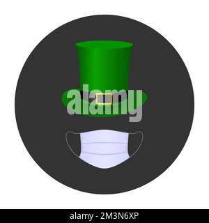 Avatar de la Saint Patrick. Chapeau et masque de protection. Illustration vectorielle. Illustration de Vecteur