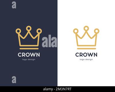 Logo Crown Line Vector. Concept de symbole linéaire roi royal. Logo vectoriel de contour créatif Illustration de Vecteur