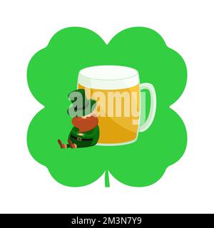 Leprechun et une tasse de bière. Illustration vectorielle. Illustration de Vecteur