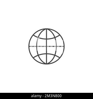 Icône de ligne de globe. Signature du site Web pour la carte de visite ou la conception de sites Web. Elément vectoriel isolé sur blanc Illustration de Vecteur