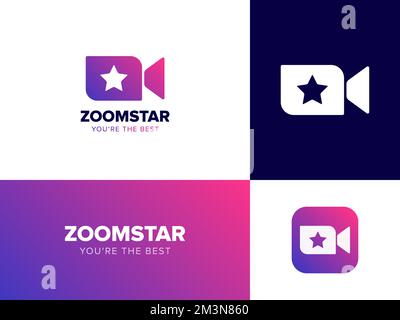 Logo de l'application Zoom Star. Motif étoile vidéo. Illustration vectorielle Illustration de Vecteur