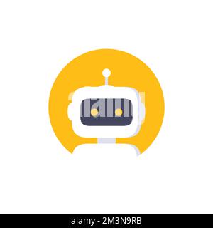 Icône robot. Motif bot. Symbole Chatbot, modèle de logo. Illustration moderne de personnages de dessin animé de style plat. Isolé sur blanc Illustration de Vecteur