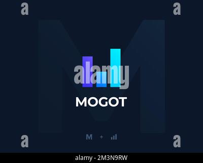 Logo M représentant un graphique de croissance. Lettre M minimaliste créative. Symbole alphabétique graphique pour l'identité de l'entreprise. Logo Vector Illustration de Vecteur