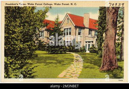 Maison du Président, Wake Forest College, Wake Forest, N. C. , universités et collèges, Maisons, Tichnor Brothers Collection, cartes postales des États-Unis Banque D'Images