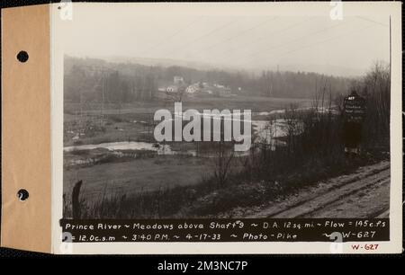 Prince River, prés au-dessus de l'arbre no 9, aire de drainage - 12 milles carrés, débit - 145 pieds cubes par seconde - 12,0 pieds cubes par seconde par mille carré, barre, masse, 3:40, avril 17, 1933 , travaux d'eau, immobilier, rivières, conditions sanitaires de bassin versant, inondations événements naturels Banque D'Images